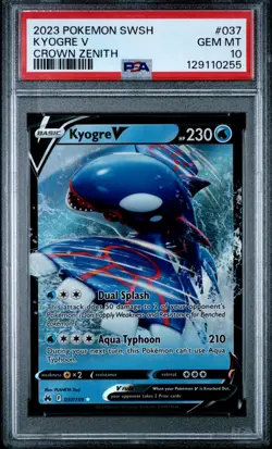 2023 POKEMON SWORD & SHIELD CROWN ZENITH #37 KYOGRE V PSA 10 - Image 1
