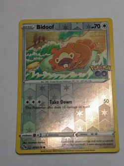 PACK FRESH Bidoof (Peelable Ditto) Common Reverse Holo Pokemon GO 059/078 NM TCG - Image 1