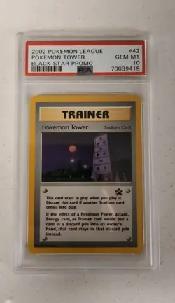 2002 Pokemon League Pokemon Tower Black Star Promo Trainer Card #42 PSA 10 Gem - Image 1