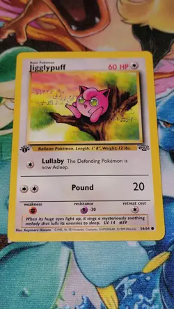 Jigglypuff Jungle 54/64 1st Edition Jungle Card 1999 Vintage LP - Image 1