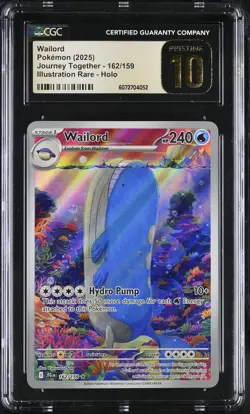 CGC Pristine 10 Wailord 162/159 Illustration Rare Journey Together Pokemon Card - Image 1