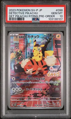 2023 POKEMON JAPANESE SV-P PROMO #098 DETECTIVE PIKACHU PSA 10 - Image 1