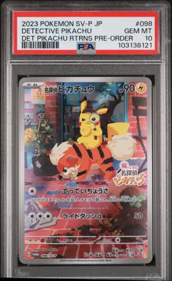2023 POKEMON JAPANESE SV-P PROMO #098 DETECTIVE PIKACHU PSA 10 - Image 1