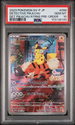 2023 POKEMON JAPANESE SV-P PROMO #098 DETECTIVE PIKACHU PSA 10 - Image 1