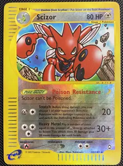 Pokemon TCG: Aquapolis Scizor #32/147 Reverse Holo MP Condition - Image 1