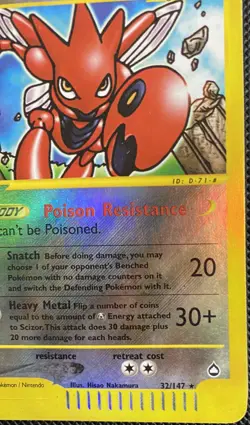 Pokemon TCG: Aquapolis Scizor #32/147 Reverse Holo MP Condition - Image 4