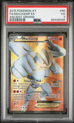 2015 POKEMON XY ANCIENT ORIGINS #90 FULL ART/MACHAMP EX PSA 3 - Image 1