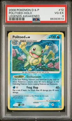 2008 POKEMON DIAMOND & PEARL LEGENDS AWAKENED #12 POLITOED-HOLO PSA 4 - Image 1