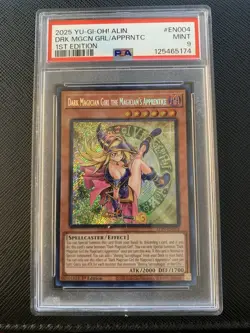 YU-GI-OH! 1ST ED EN004 DARK MAGICIAN GIRL THE MAGICIAN'S APPRENTICE PSA 9 Mint - Image 1