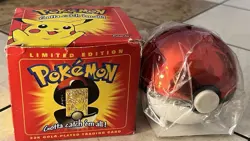 Pokemon Pikachu Limited Edition 23k Gold Plated Trading Card & Pokeball Sealed - Image 1