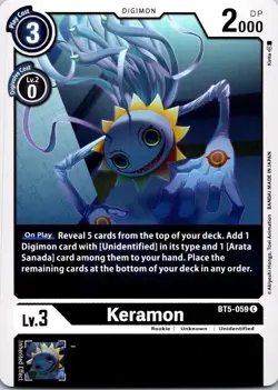 Keramon BT5-059 Black Common Rookie (Lv3) Digimon Card CCG - Image 1
