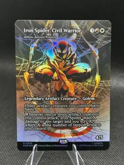 Foil MTG Marvel Universe IRON SPIDER, CIVIL WARRIOR Borderless Foil NM (0039) - Image 1
