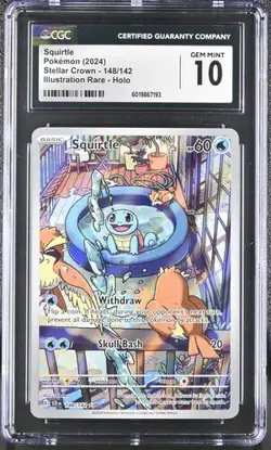 CGC 10 SQUIRTLE 148 STELLAR CROWN ILLUSTRATION RARE POKEMON - Image 1