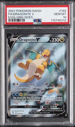 2021 POKEMON SWORD & SHIELD EVOLVING SKIES #192 FULL ART/DRAGONITE V PSA 10 - Image 1