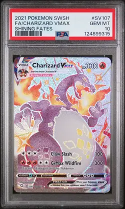 2021 Pokemon SWSH ShiningFates Charizard VMAX #SV107/SV122 FA PSA 10Gem Mint - Image 1