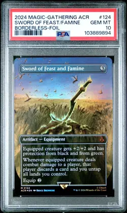 2024 MAGIC ASSASSIN'S CREED 124 SWORD OF FEAST AND FAMINE BORDERLESS-FOIL PSA 10 - Image 1