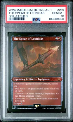 2024 MAGIC ASSASSIN'S CREED 219 THE SPEAR OF LEONIDAS FOIL-ETCHED PSA 10 - Image 1