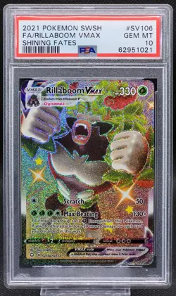 Rillaboom VMAX SV106 PSA 10 GEM MT 2021 Pokemon Shining Fates Full Art - Image 1