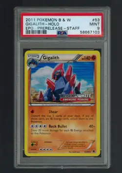 2011 Pokemon Gigalith 53/98 Staff Promo Prerelease PSA 9 - Image 1