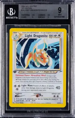 2000 Pokemon Light Dragonite Neo Destiny 1st Edition Holo Rare #14 BGS 9 MINT - Image 1