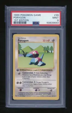 POKEMON 1st Edition Shadowless Base Set PORYGON 39/102 Uncommon PSA 9 MINT - Image 1