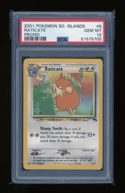 POKEMON Southern Islands Promo RATICATE 6/18 Vintage PSA 10 GEM MINT English - Image 1