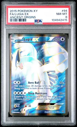 2015 POKEMON XY ANCIENT ORIGINS #94 FULL ART/LUGIA EX PSA 8 - Image 1