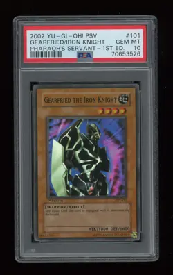 YUGIOH 1st Edition Pharaoh's Servant GEARFRIED IRON KNIGHT PSV-101 Super PSA 10 - Image 1