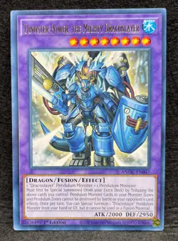 Yu-Gi-Oh! TCG Dinoster Power, the Mighty Dracoslayer, ANGU-EN047 1st Ed. Rare - Image 1