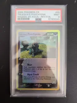 Team Aqua's Poochyena 55/95 Reverse Foil Pokemon Card Ex TMTA PSA 9 - Image 1