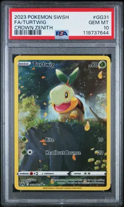 PSA 10 TURTWIG #GG31 FULL ART 2023 SWORD & SHIELD CROWN ZENITH POKEMON GEM MINT - Image 3
