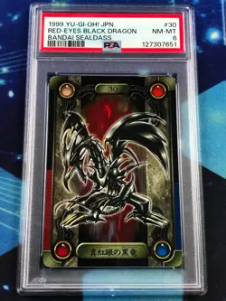 Yugioh 1999 Red Eyes Black Dragon #30 - JPN Bandai Sealdass PSA 8 Graded Card! - Image 1