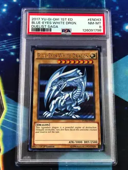 Yugioh Blue Eyes White Dragon DUSA-EN043 1st Ultra Rare PSA 8 Graded Card! - Image 1
