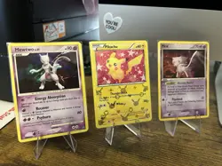 Lot of 3 Holo Rare Pokemon Cards Mew, Mewtwo, Pikachu - Image 1