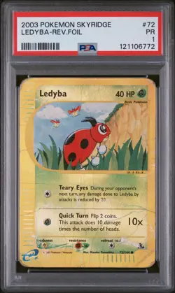 PSA 1 Ledyba 72/144 Skyridge 2003 Reverse Holo Pokemon Card TCG - Image 1