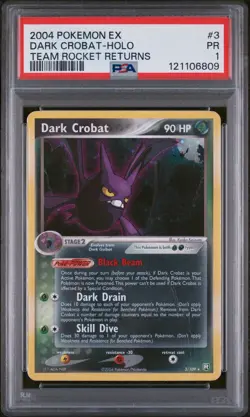 PSA 1 Dark Crobat 3/109 EX Team Rocket Returns 2004 Holo SWIRL Pokemon Card TCG - Image 1