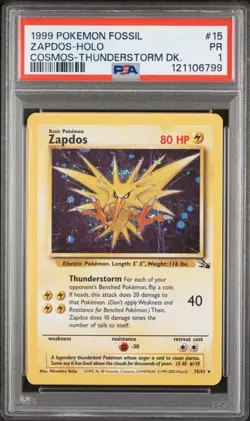 PSA 1 Zapdos 15/62 Fossil 1999 Cosmos Thunderstorm Deck Pokemon Card TCG - Image 1