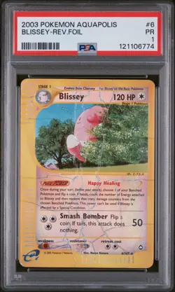PSA 1 Blissey 6/147 Aquapolis 2003 Reverse Holo Rare Pokemon Card TCG - Image 1