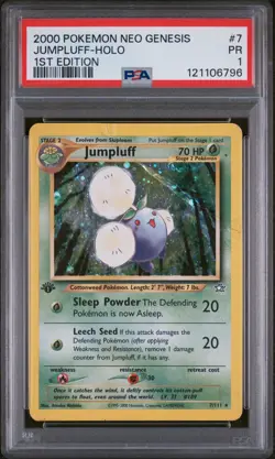 PSA 1 1st Edition Jumpluff 7/111 Neo Genesis WOTC 2000 Pokemon Card TCG - Image 1