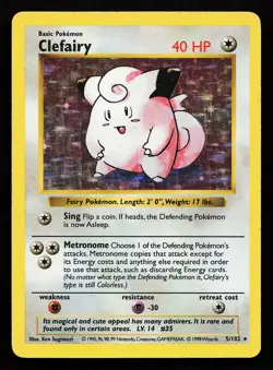 Clefairy 5/102 Holo Rare Base Set (Shadowless) Pokemon Card - Image 1