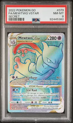 2022 Pokemon Go #079 Mewtwo Vstar Secret PSA 8 - Image 1
