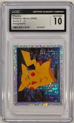 2000 POKEMON MERLIN SERIES 2 PIKACHU-PRISM #15 CGC 10 Gem Mint! RARE! - Image 1