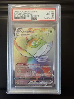 Pokemon Celebi VMAX 199/198 Rainbow Secret Rare Chilling Reign PSA 10 - Image 1