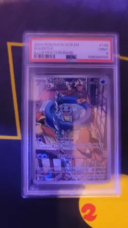 2024 Pokemon SCR EN Squirtle Illustration Rare PSA 9 148/142 - Image 1