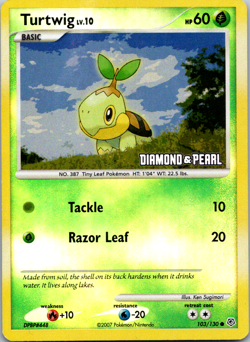 Pokemon - Turtwig 103/130 NM / Diamond Pearl Burger King - Stamped Reverse Holo - Image 1