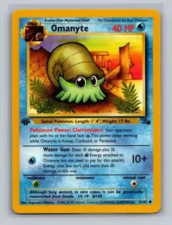 2x Omanyte 52/62 (1x 1st Edition & 1x Unlimited) Regular Pokemon Fossil Set LP - Image 1