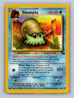 2x Omanyte 52/62 (1x 1st Edition & 1x Unlimited) Regular Pokemon Fossil Set LP - Image 3