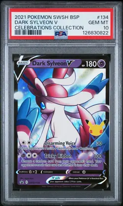 2021 POKEMON SWSH BLACK STAR PROMO CELEBRATIONS COLL #134 DARK SYLVEON V PSA 10 - Image 1