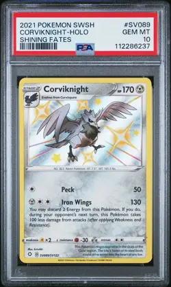 2021 POKEMON SWORD & SHIELD SHINING FATES #SV089 CORVIKNIGHT-HOLO PSA 10 - Image 1