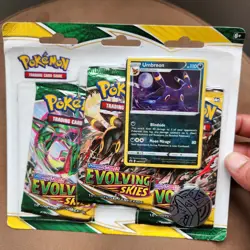 Pokemon Sword & Shield Evolving Skies 3 Pack Blister Umbreon Holo Sealed - Image 1